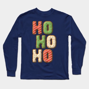 Ho Ho Ho Cookie Lettering Christmas Design Long Sleeve T-Shirt